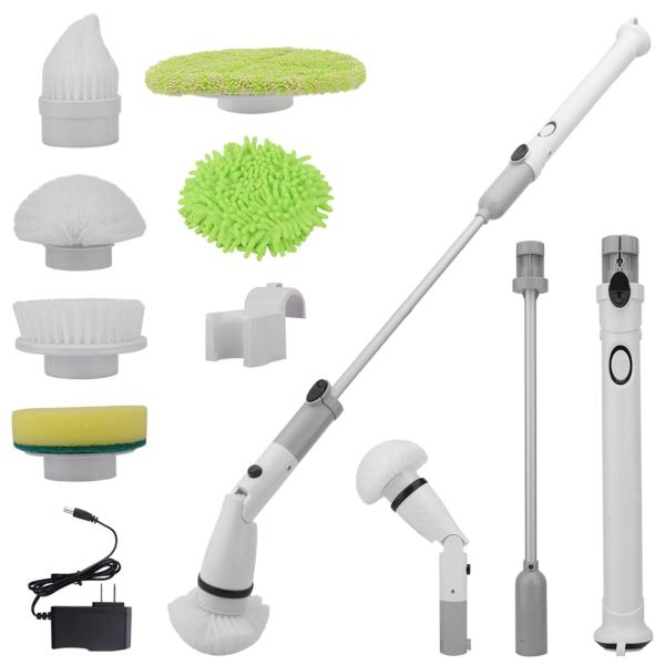 ABS Cordless Electric Spin Scrubber With 6 Replaceable Brush Heads