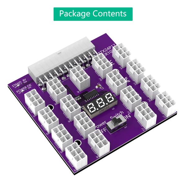ATX 24PIN To 17 x 12V PCI-E 6Pin Connector Breakout Board Support Max 800W Computer Power Supply