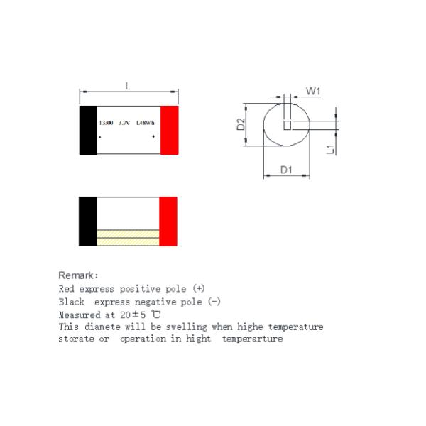 3.7V 400mAh Cylindrical Rechargeabe LiPo Battery 13300 for Electronic Cigarettes