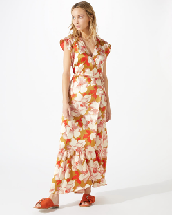 Boho Hibiscus Wrap Maxi Women Dress