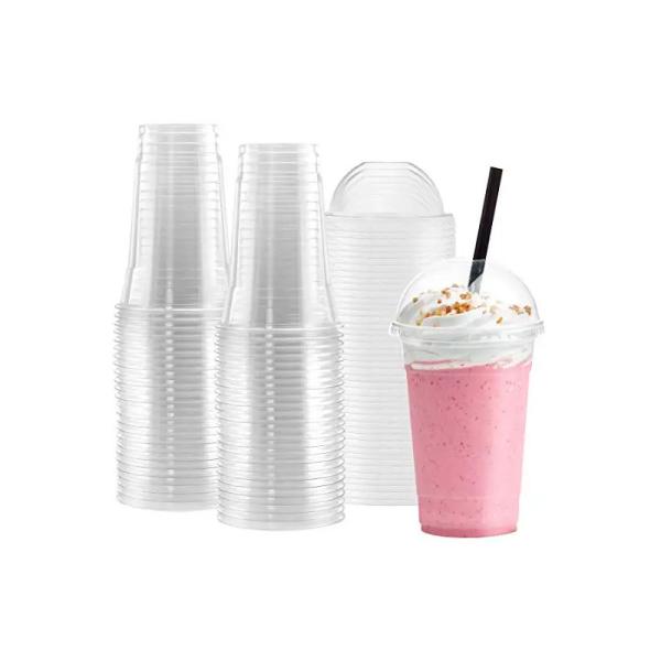 PET PLA Clear Plastic Cup With Lids Custom Logo 100% Biodegradable 32oz