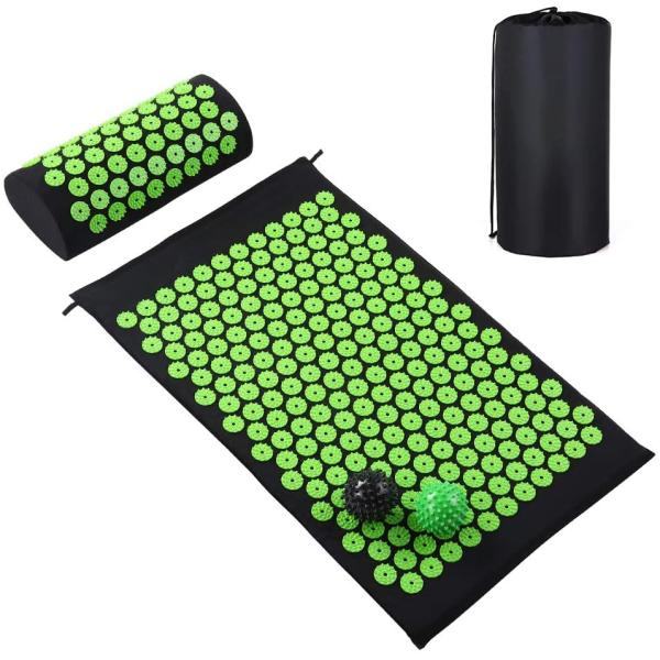 75*42cm PVC Massage Acupressure Yoga Mat Green Eco Friendly