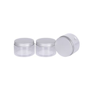 China 4oz Plastic PET Hair Mask Film Conatiner OD 73mm Face Cream Cosmetic Jar With Sliver Lid Aluminum Lid wholesale