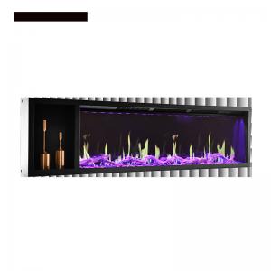 China 75inch Wood Mantel Fireplace Small Bevel Edge Simulation Charcoal LED Light wholesale