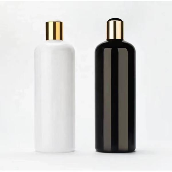 PET Plastic Shampoo Bottle With Gold Black White Disc Top Cap Customized