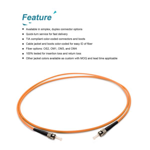 Fiber Optic Patch Cord/ST/UPC-ST/UPC Muiltmode OM1/ Simplex/3.0mm/ LSZH/PVC/ Orange