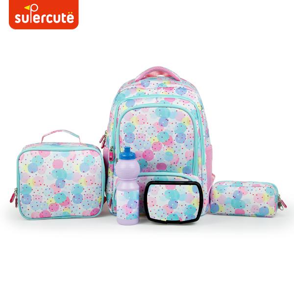 Superctue Custom Unisex 5pcs Kids Backpack Lunch Bag And Pencil Case Set For School