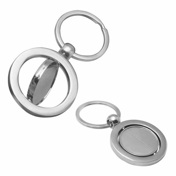 Custom Promotional Rotating Blank Metal Car Keyring Round Shape Zinc Alloy Keychain
