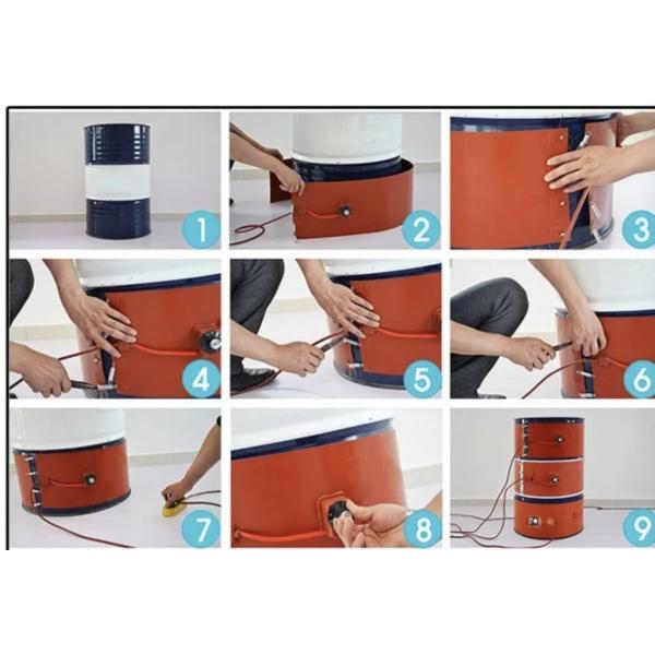 300deg 10mm Oil Drum Water Heater , 380v Flexible Silicone Heater