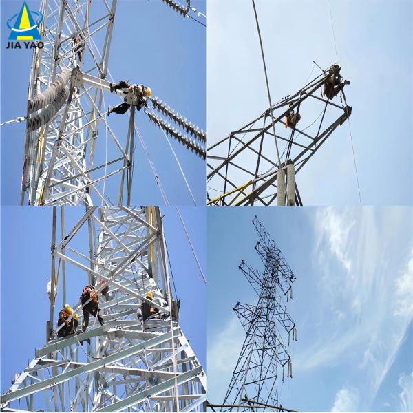 Power Transmission Tower Galvanized Steel 35m High Voltage Electric Grid Urban Areas Stable