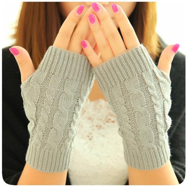 Pineapple Dot Women Knit Warm Winter Gloves Crochet Hand Warmers Computer Mittens