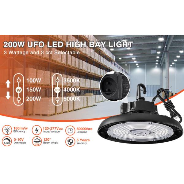 150LM/W Diet Cast Aluminum Round High Bay LED Lights Waterproof For Warehouse
