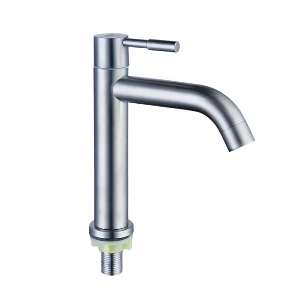 SUS304 Stainless Steel Bathroom Faucets Single Handle In SN Matte Black