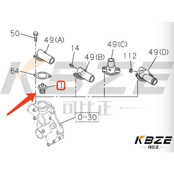 8-97211209-0 EXCAVATOR EX75 SK75 ZAX75 76.5°C 82°C THERMOSTAT 8-97361770-0 FOR ISUZU 4LE1 4LE2 4JG1 4JB1