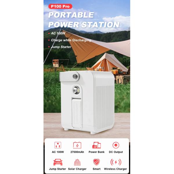 100W 27000mAh Portable Solar Energy Generator With Jump Starter