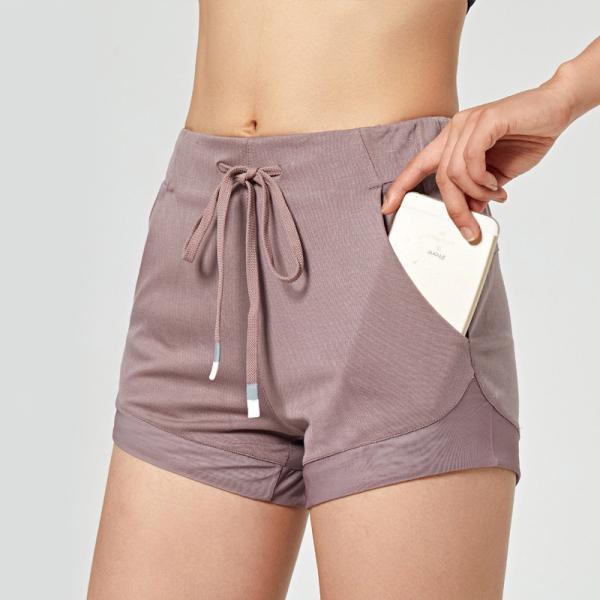 Oem Factory Manufacturer Custom Logo Women Anti Wrinkle Soft Running Shorts Breathable Yoga Shorts With Pockets