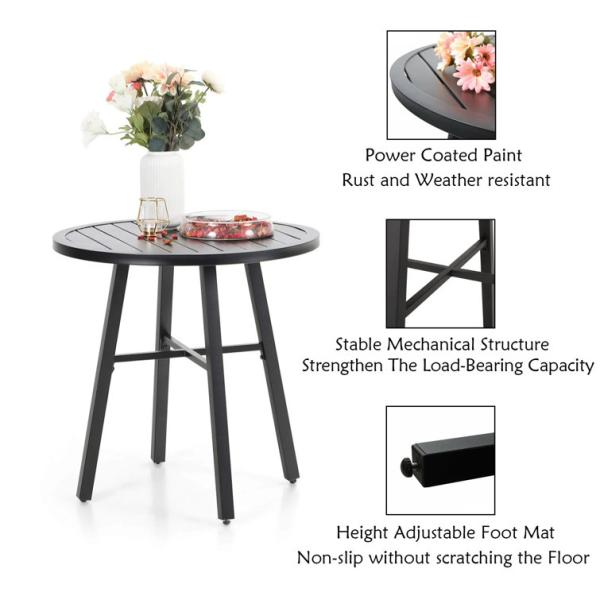 Outdoor Balcony Bistro Set Metal Garden Furniture with Foldable Design and 2 Seats