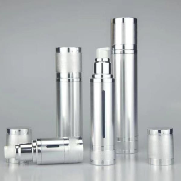 Skin Care Aluminium Silver Airless Pump Bottle Cosmetic Serum Bottles 15ml 30ml 50ml