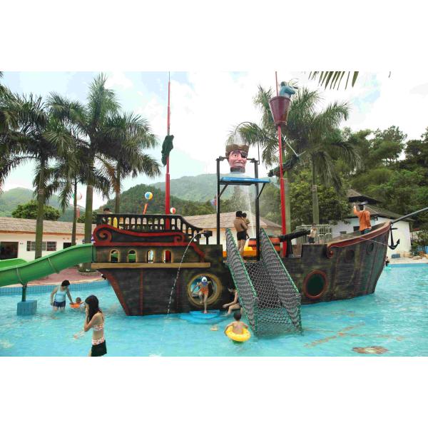Corsair Aqua Play Water Park Equipment / Large Holiday Resort Fiberglass Pirate Ship