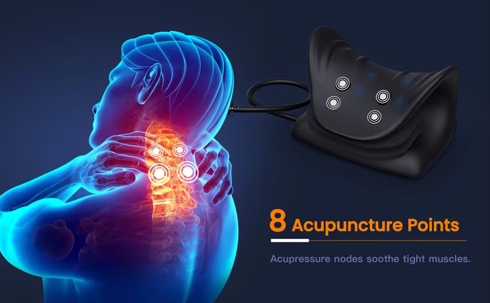 Airbag C-Shaped Cervical Massage Pillow with Heating and Multi-point Massage for Neck and Shoulder Pain Relief