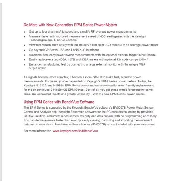 N1914A Keysight Dc Power Analyzer Dual Channel Power Meter 120GHz Desktop