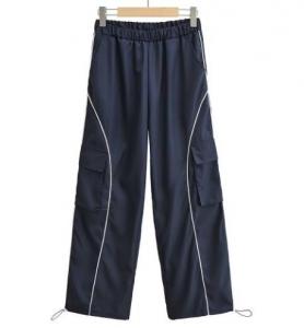China Small Quantity Garment Manufacturer Women'S Baggy Cargo Pants With Pocket Drawstring High Waist Casual Trousers on sale