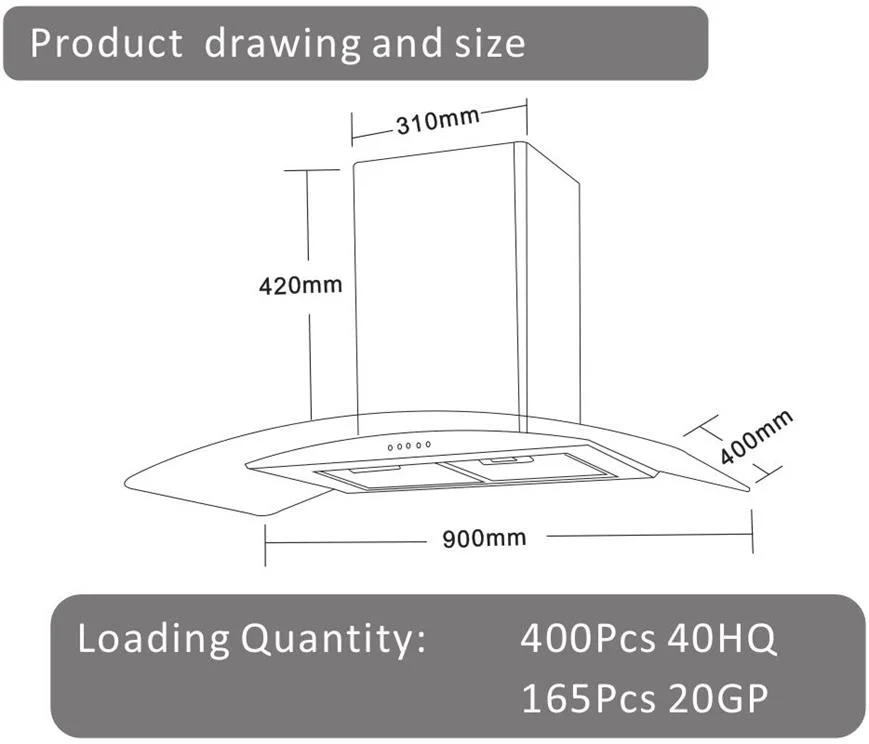 China Manufacturer Best Wall Mounted Kitchen Tempered Glass Range Hood Gh-9001