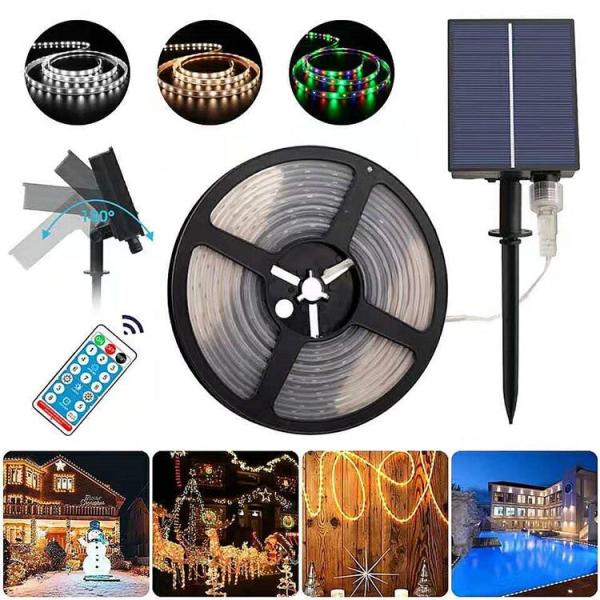 5m 10m LED Solar Strip Light Waterproof 2700K Flexible For Tree Wrapped Yard Decor