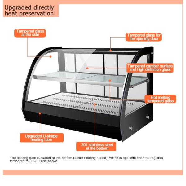 Electric Curved Glass Pizza Bread Food Warmer Display With Advantage Long Service Life