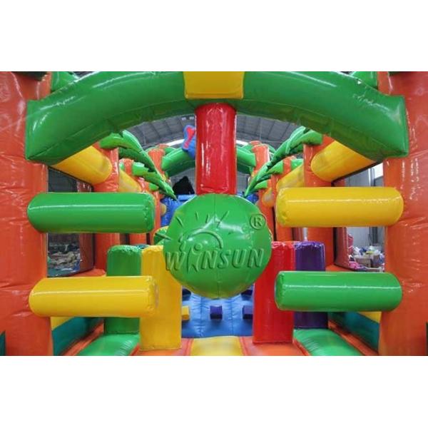 Animal Kingdom Outdoor Children's Blow Up Obstacle Course With Slide
