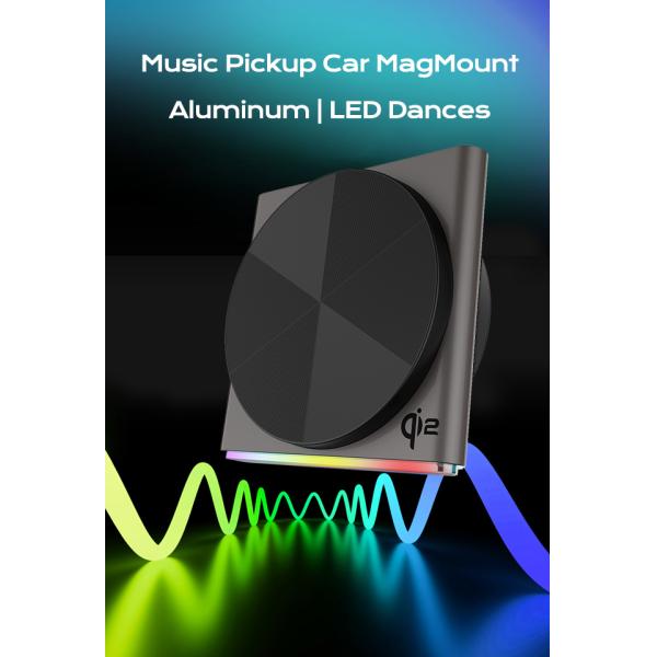 Wireless Fast Charging For Iphone 15 Pro Max Magnetic Car Mount 9-Color RGB Light Effect Black Technology Sound Pickup