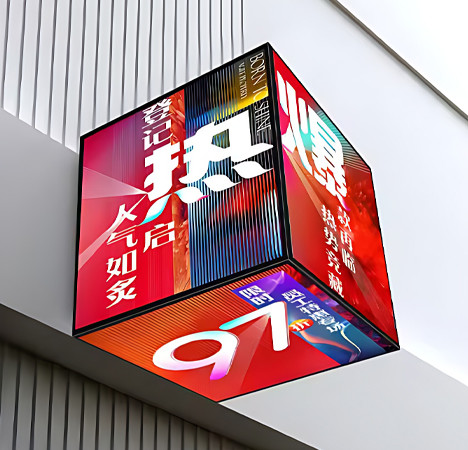 P3 Mobile WIFI Control 4 Sided LED Cube Sign 384*384mm For Creative Advertising A006