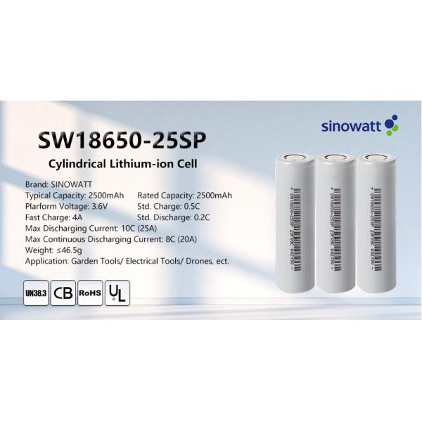 High Power Battery Sinowatt 18650 Rechargeable Battery Lithium Cell Li-ion 2500mah 3.6V Batteries 10C 8C Discharge 18650