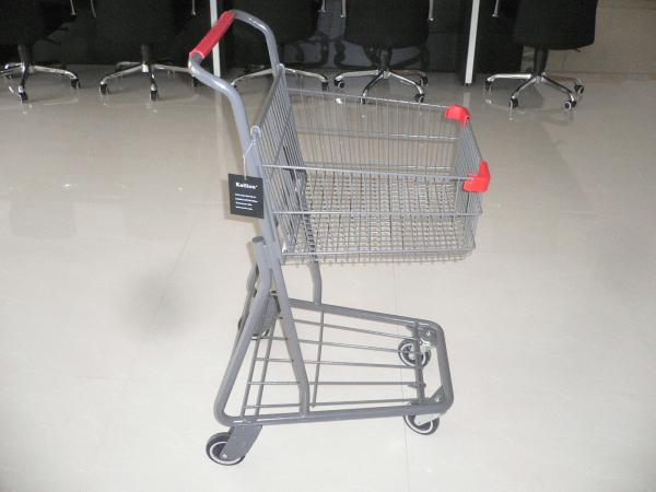 Quality Q195 Low carbon steel single basket Shopping cart with metal base in color powder finish for sale
