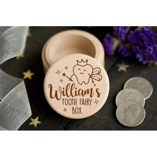 5.2*4.2CM Cute Lidded Wooden Box Personalized Tooth Fairy Keepsake Box