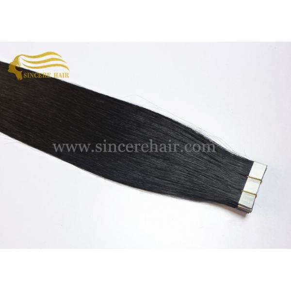 26 Inch Remy Human Hair Extensions, 65 CM Long Jet Black Remy Tape In Human Hair Extensions 2.5 Gram x 20 Piece For Sale 26 Inch Remy Human Hair Extensions, 65 CM Long Jet Black Remy Tape In Human Hair Extensions 2.5 Gram x 20 Piece For Sale