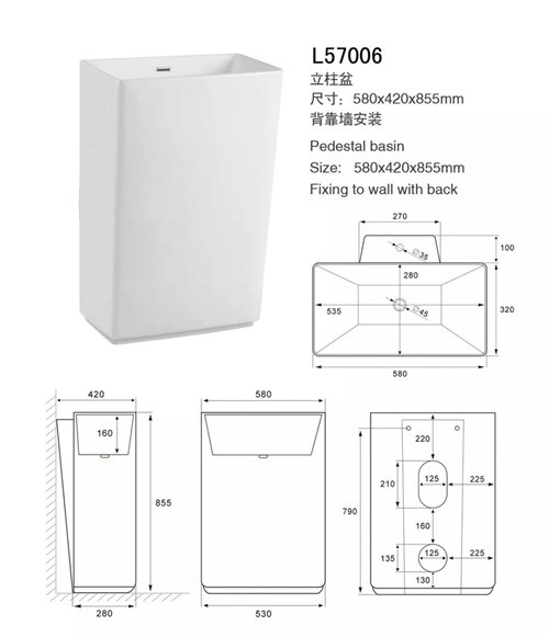 Rectangular Freestanding Bathroom Sink Strong Intensity Outstanding Durability