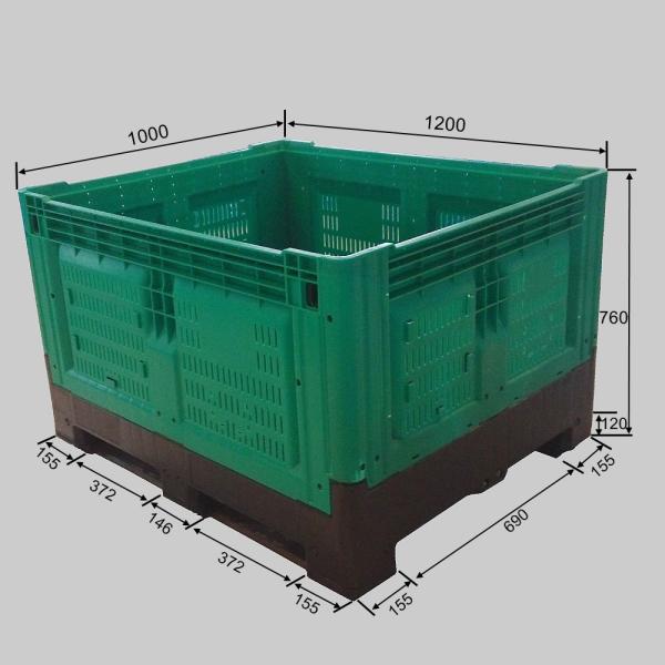 1200*1000*760mmBest Selling collapsible plastic box stackable sotrage pallet box