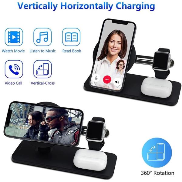 5W 3 In 1 Magsafe Wireless Charger Station 5V 1A For IPhone 12 AirPods