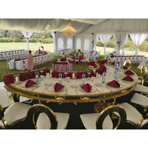 Round Mirrored 340X80X75CM Outside Wedding Table For Wedding
