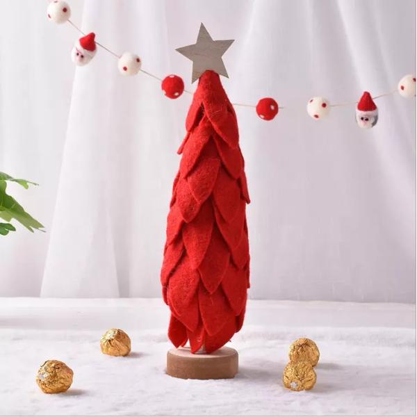 Handmade Christmas Party Crafts Mini Wool Felt Decoration Toys Tree Sharp For New Year
