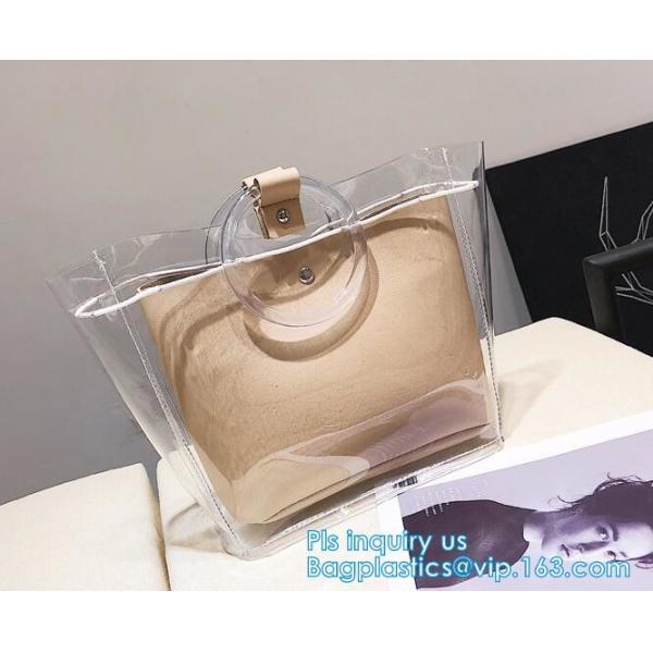 Semi Clear Plastic Gift Bags With Brown Handle Wedding Gift Packaging Bags Birthday Handbag Party Favors PP Gift Wrap