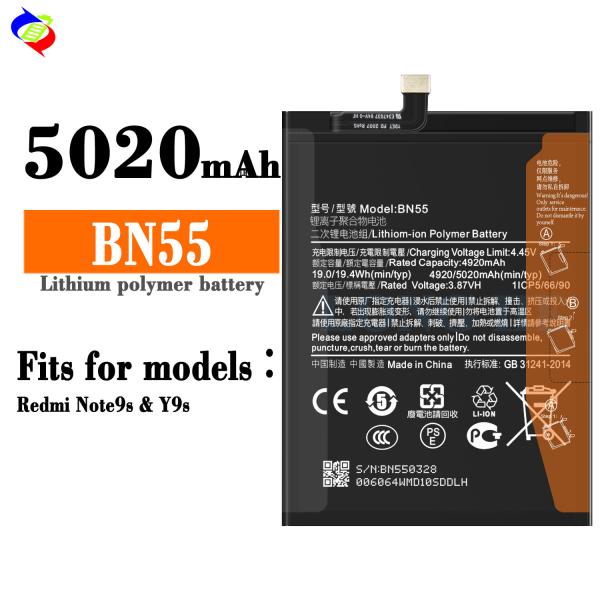 Black BN55 Lithium-ion Polymer Battery for Redmi NOTE 9S 5020mah 3.87V ODM/OEM