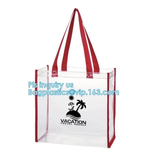 Promo PVC Plastic Shopping Handle Bag, Handling clear pvc blanket bags, handle reusable clear vinyl pvc cosmetic bags fo