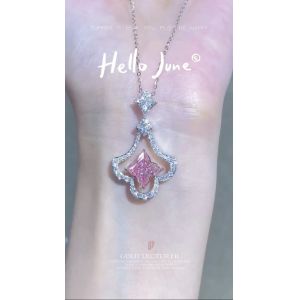 Four Leaf Clover Lily Cut Lab Grown Diamond Pendants Fancy Pink 2.93ct