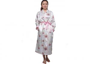 China Classic Ladies Satin Pyjamas , Long Sleeve Ladies Satin Nightwear With Flower Printing wholesale