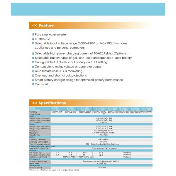 Hybrid Solar System 500W 600VA Sine Wave Power Inverter PWM 50A