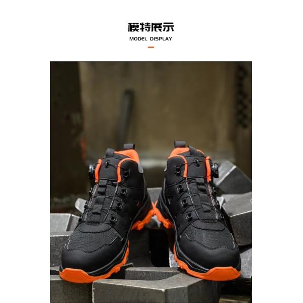 Orange Microfiber Men's Safety Boots Steel Toe Kevlar Midsole Anti-smashing Work Boots