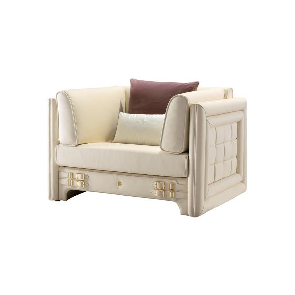 Light luxury design furniture of fashion sofas by Leather upholstered with glossy painting wood frame