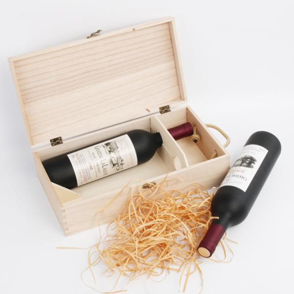 Reusable Double Wine Wooden Box Packaging Moistureproof Thickened